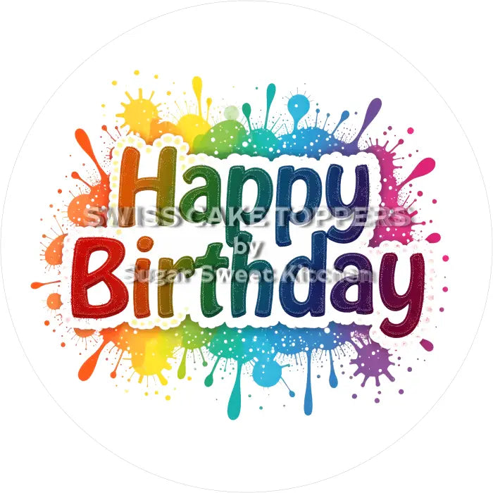 Tortenaufleger ’Happy Birthday’ 01 - essbar & personalisierbar - Fondant- Torten- Cupcakeaufleger Sugar Sweet Kitchen
