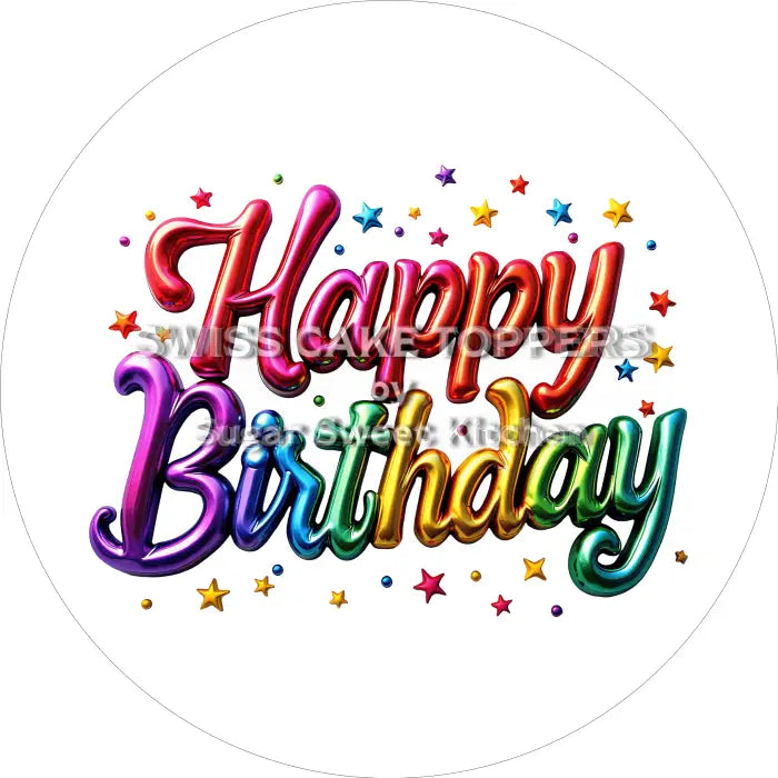 Tortenaufleger ’Happy Birthday’ 02 - essbar & personalisierbar - Fondant- Torten- Cupcakeaufleger Sugar Sweet Kitchen