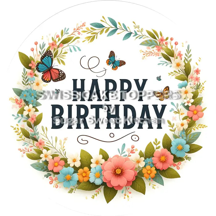 Tortenaufleger ’Happy Birthday’ 03 - essbar & personalisierbar - Fondant- Torten- Cupcakeaufleger Sugar Sweet Kitchen