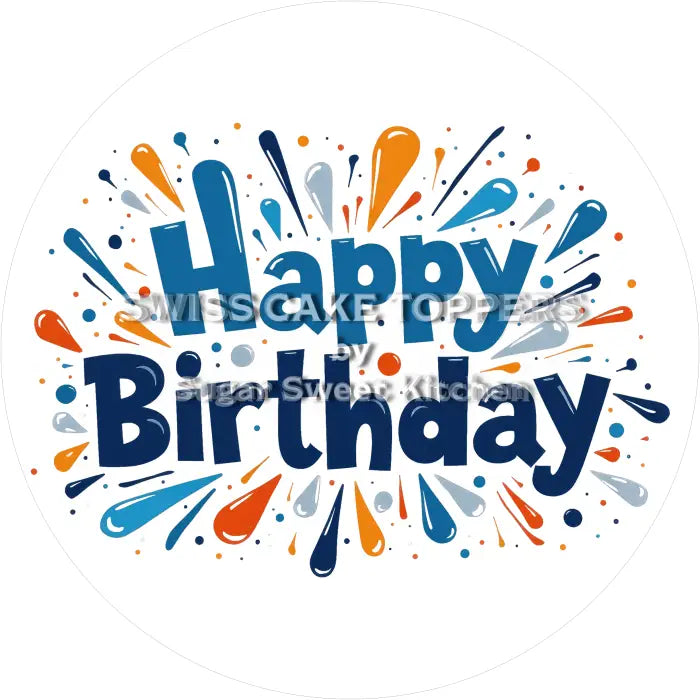Tortenaufleger ’Happy Birthday’ 05 - essbar & personalisierbar - Fondant- Torten- Cupcakeaufleger Sugar Sweet Kitchen