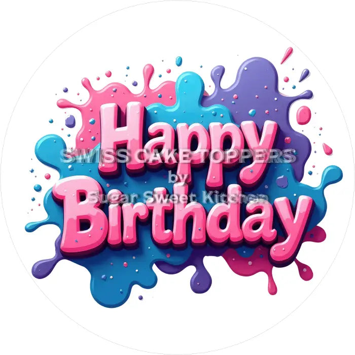 Tortenaufleger ’Happy Birthday’ 06 - essbar & personalisierbar - Fondant- Torten- Cupcakeaufleger Sugar Sweet Kitchen