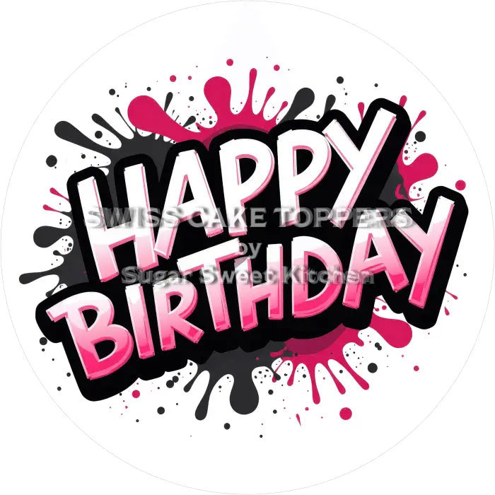 Tortenaufleger ’Happy Birthday’ 07 - essbar & personalisierbar - Fondant- Torten- Cupcakeaufleger Sugar Sweet Kitchen