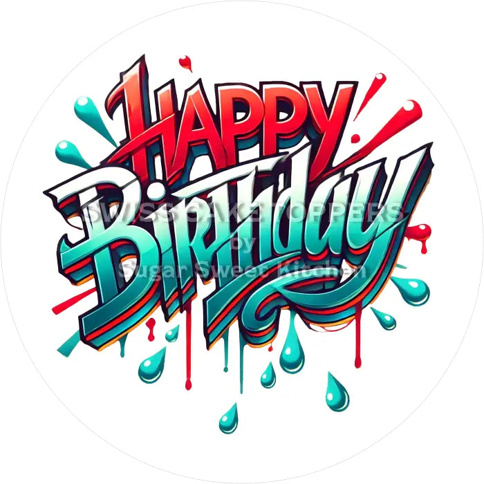 Tortenaufleger ’Happy Birthday’ 19 - essbar & personalisierbar - Fondant- Torten- Cupcakeaufleger Sugar Sweet Kitchen