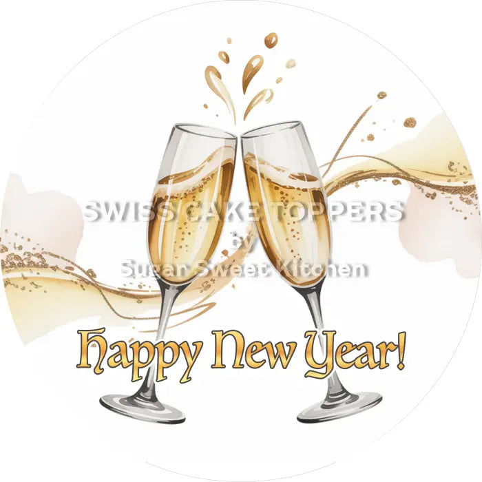 Tortenaufleger Happy New Year 11 - essbar & personalisierbar - Fondant- Torten- Cupcakeaufleger Sugar Sweet Kitchen