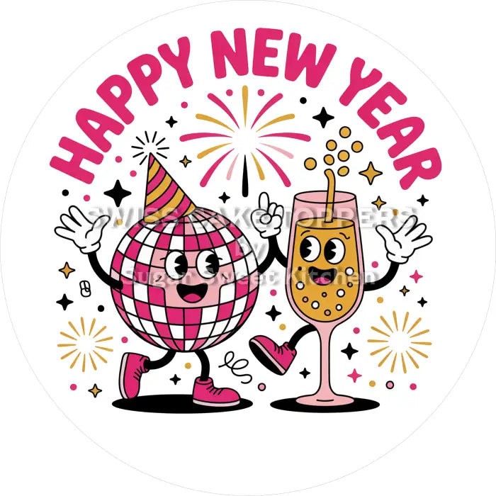 Tortenaufleger Happy New Year 11 - essbar & personalisierbar - Fondant- Torten- Cupcakeaufleger Sugar Sweet Kitchen