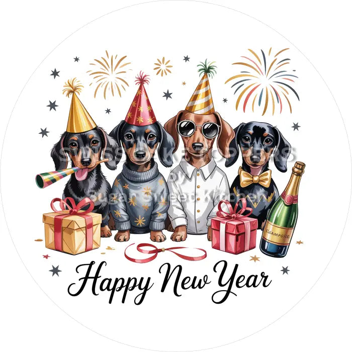 Tortenaufleger Happy New Year 12 - essbar & personalisierbar - Fondant- Torten- Cupcakeaufleger Sugar Sweet Kitchen