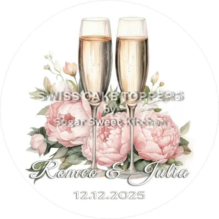 Tortenaufleger Hochzeit mit Namen/Text 06 - essbar - Fondant- Torten- & Cupcakeaufleger Sugar Sweet Kitchen
