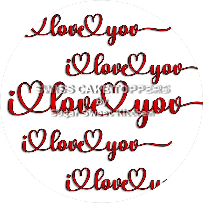 Tortenaufleger I Love you 01 - personalisierbar - Fondant- Torten- & Cupcakeaufleger Sugar Sweet Kitchen