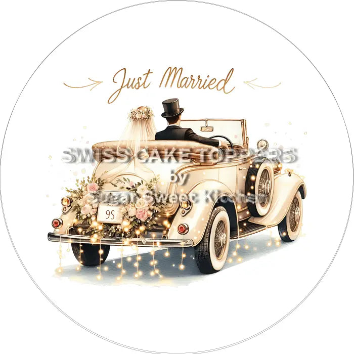 Tortenaufleger Just Married 01 – essbar & personalisierbar - Fondant- Torten- Cupcakeaufleger Sugar Sweet Kitchen