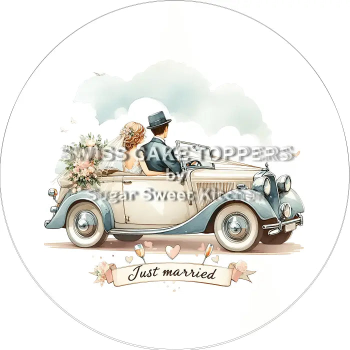 Tortenaufleger Just Married 02 – essbar & personalisierbar - Fondant- Torten- Cupcakeaufleger Sugar Sweet Kitchen