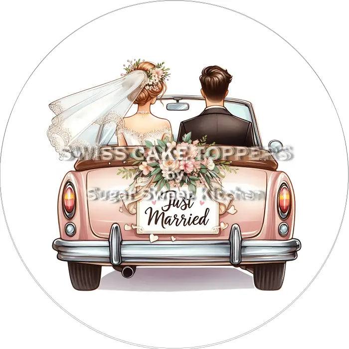 Tortenaufleger Just Married 03 – essbar & personalisierbar - Fondant- Torten- Cupcakeaufleger Sugar Sweet Kitchen