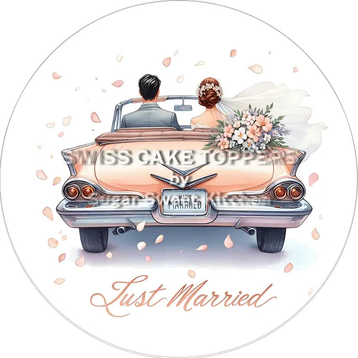 Tortenaufleger Just Married 04 – essbar & personalisierbar - Fondant- Torten- Cupcakeaufleger Sugar Sweet Kitchen