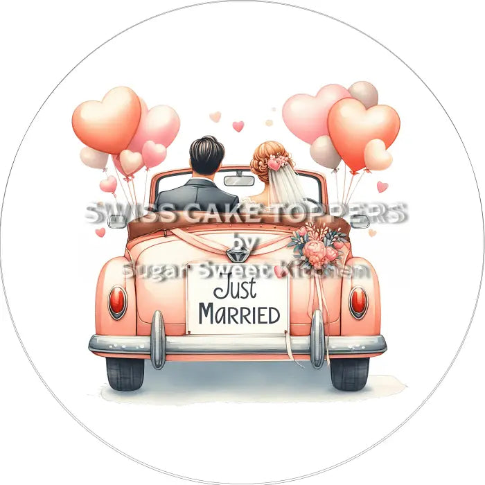 Tortenaufleger Just Married 05 – essbar & personalisierbar - Fondant- Torten- Cupcakeaufleger Sugar Sweet Kitchen