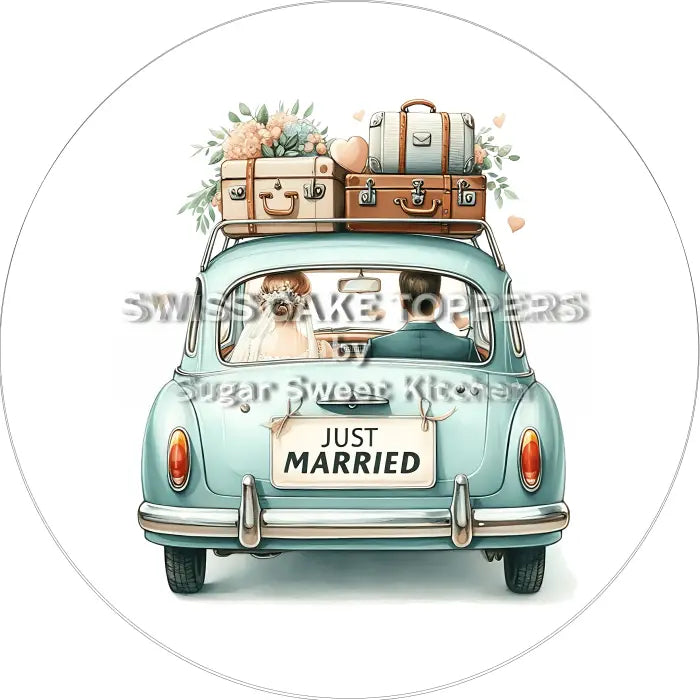 Tortenaufleger Just Married 06 – essbar & personalisierbar - Fondant- Torten- Cupcakeaufleger Sugar Sweet Kitchen