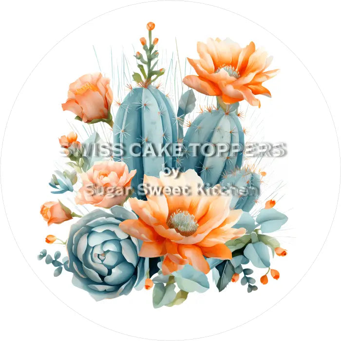 Tortenaufleger Kakteen 03 - essbar & personalisierbar - Fondant- Torten- Cupcakeaufleger Sugar Sweet Kitchen