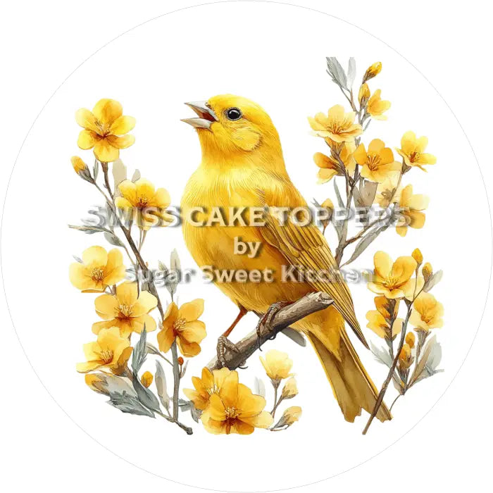 Tortenaufleger Kanarienvogel 05 - essbar & personalisierbar - Fondant- Torten- Cupcakeaufleger Sugar Sweet Kitchen