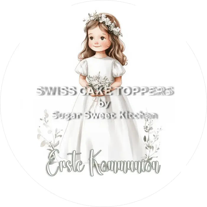 Tortenaufleger Kommunion 01 - essbar & personalisierbar - Fondant- Torten- Cupcakeaufleger Sugar Sweet Kitchen