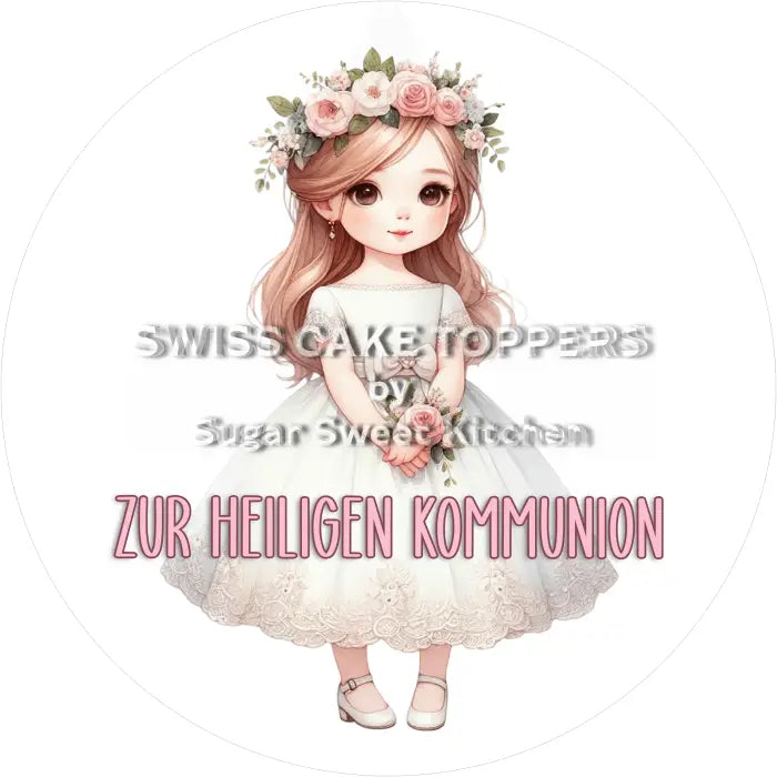 Tortenaufleger Kommunion 09 - essbar & personalisierbar - Fondant- Torten- Cupcakeaufleger Sugar Sweet Kitchen
