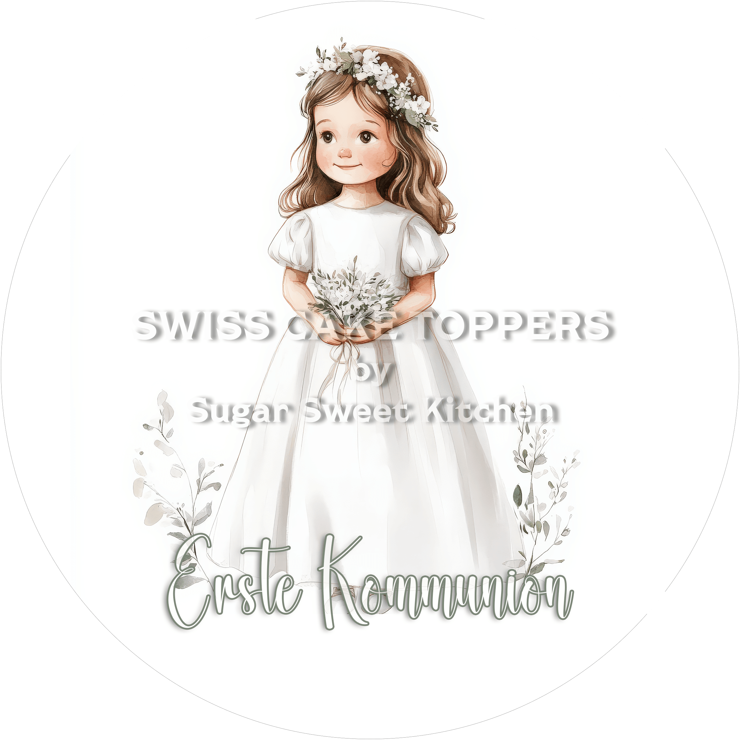 Tortenaufleger Kommunion1 - personalisierbar - Fondant- Torten- & Cupcakeaufleger Sugar Sweet Kitchen