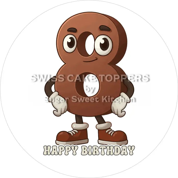Tortenaufleger Lustige Zahlen 08 - essbar & personalisierbar - Fondant- Torten- Cupcakeaufleger Sugar Sweet Kitchen