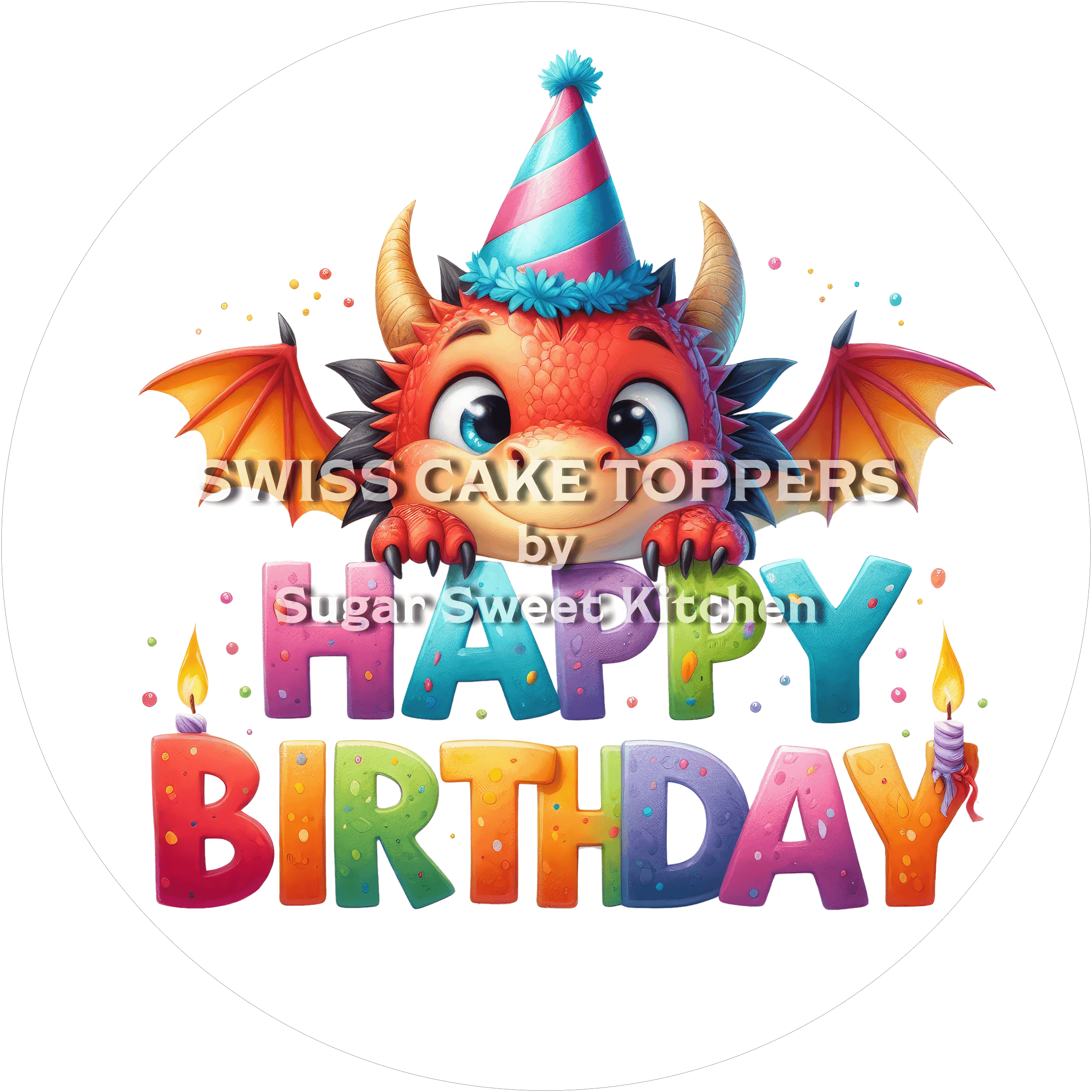 Tortenaufleger lustiger Drache2 - personalisierbar - Fondant- Torten- & Cupcakeaufleger Sugar Sweet Kitchen