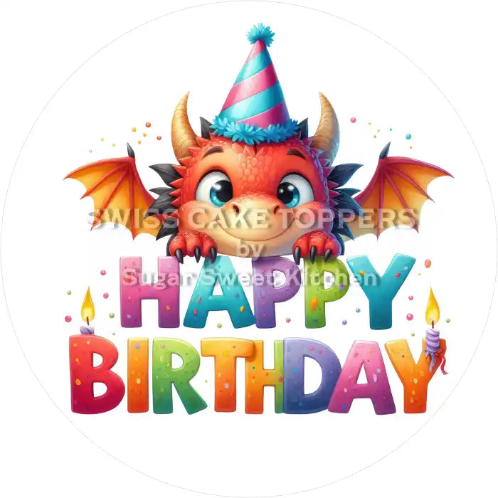 Tortenaufleger lustiger Drache2 - personalisierbar - Fondant- Torten- & Cupcakeaufleger Sugar Sweet Kitchen