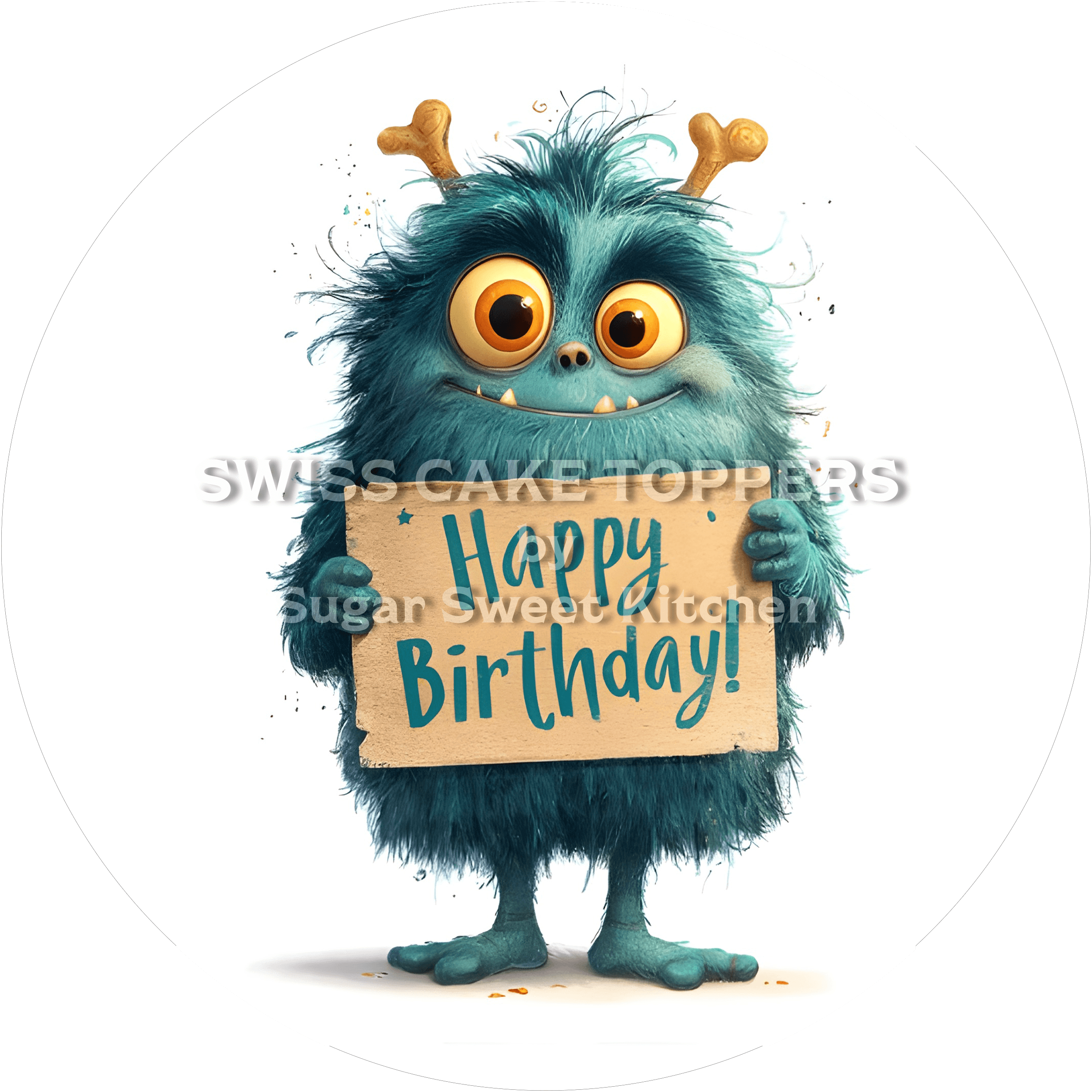 Tortenaufleger lustiges Monster2 - personalisierbar - Fondant- Torten- & Cupcakeaufleger Sugar Sweet Kitchen