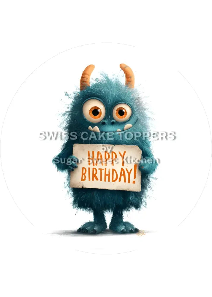 Tortenaufleger lustiges Monster3 - personalisierbar - Fondant- Torten- & Cupcakeaufleger Sugar Sweet Kitchen