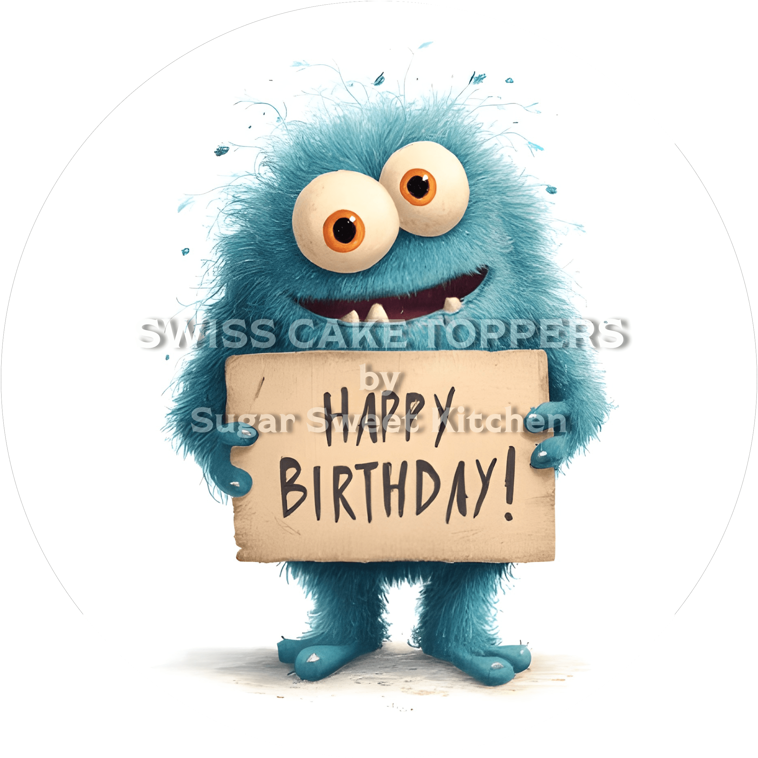 Tortenaufleger lustiges Monster4 - personalisierbar - Fondant- Torten- & Cupcakeaufleger Sugar Sweet Kitchen