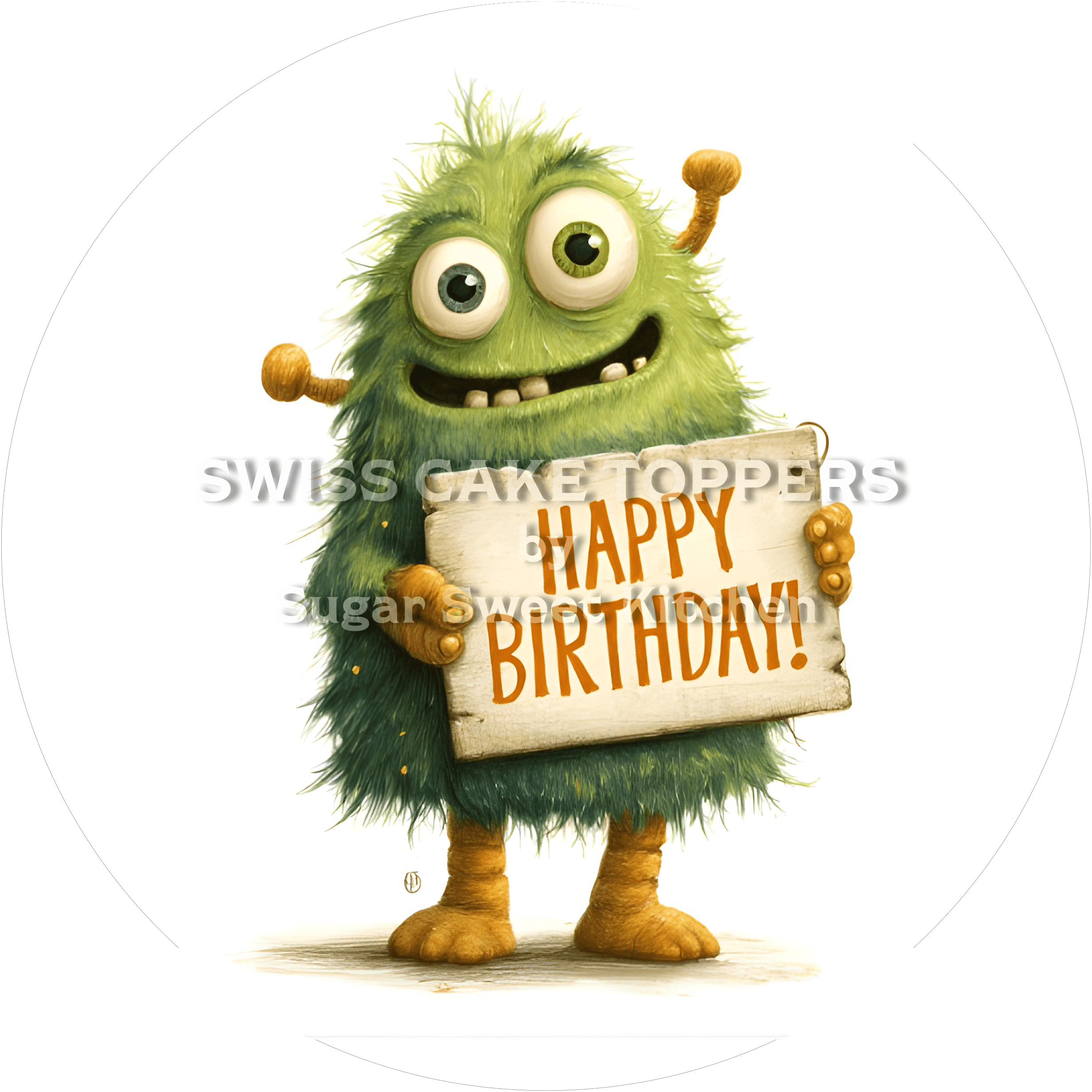 Tortenaufleger lustiges Monster6 - personalisierbar - Fondant- Torten- & Cupcakeaufleger Sugar Sweet Kitchen