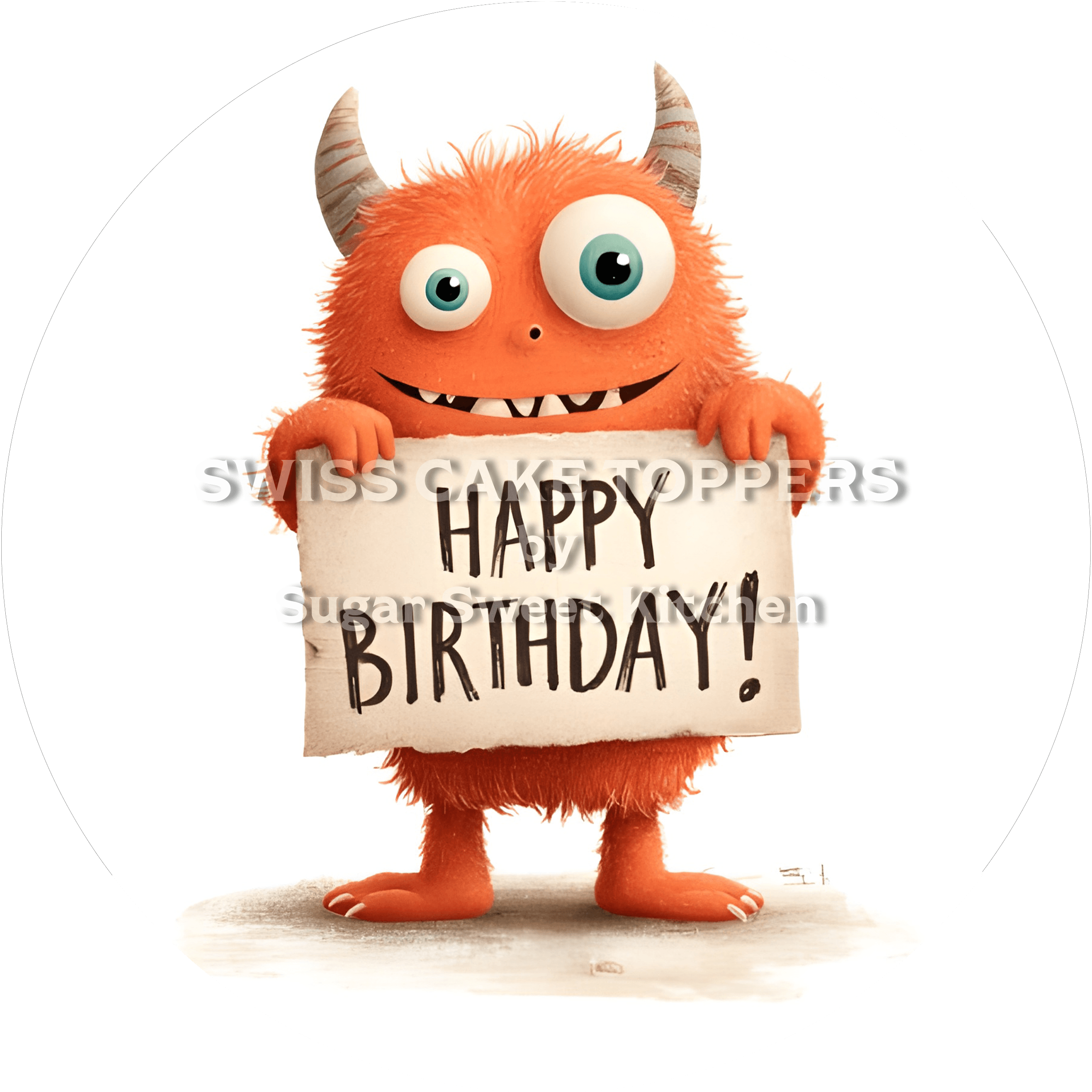 Tortenaufleger lustiges Monster7 - personalisierbar - Fondant- Torten- & Cupcakeaufleger Sugar Sweet Kitchen