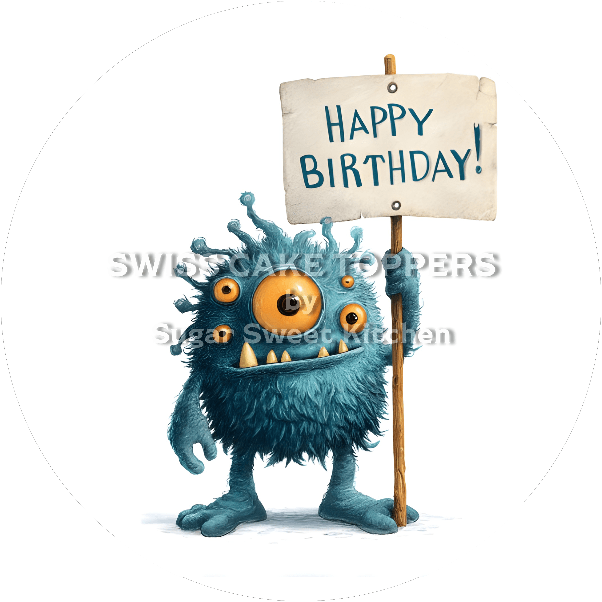 Tortenaufleger lustiges Monster8 - personalisierbar - Fondant- Torten- & Cupcakeaufleger Sugar Sweet Kitchen