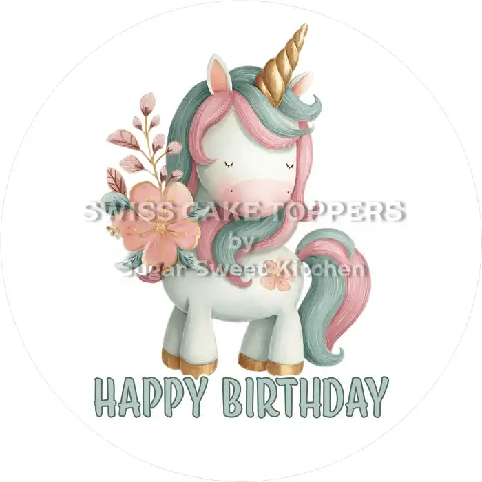 Tortenaufleger magisches Einhorn19 - personalisierbar - Fondant- Torten- & Cupcakeaufleger Sugar Sweet Kitchen