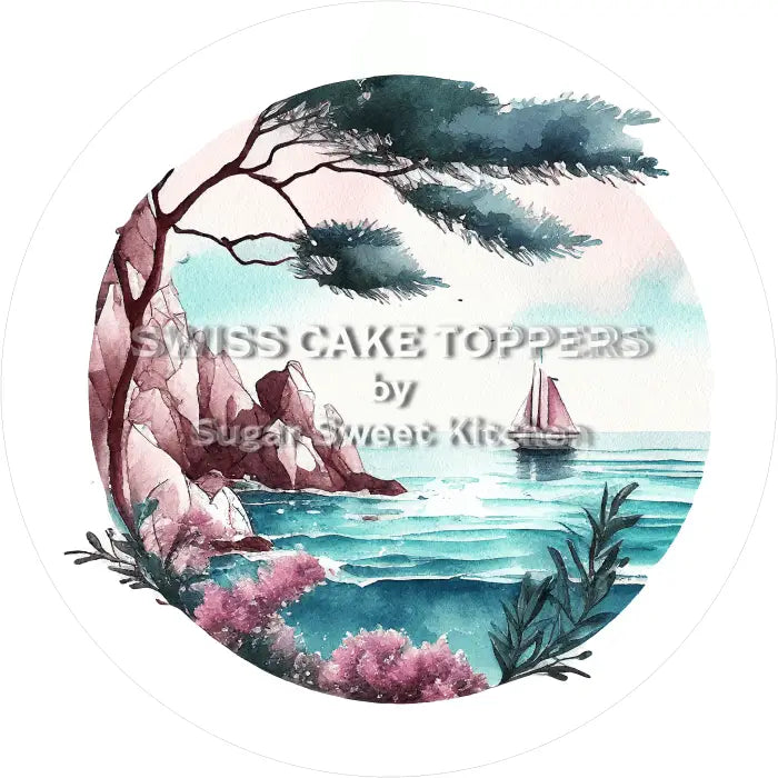 Tortenaufleger Meer See Fluss 02 - essbar & personalisierbar - Fondant- Torten- Cupcakeaufleger Sugar Sweet Kitchen