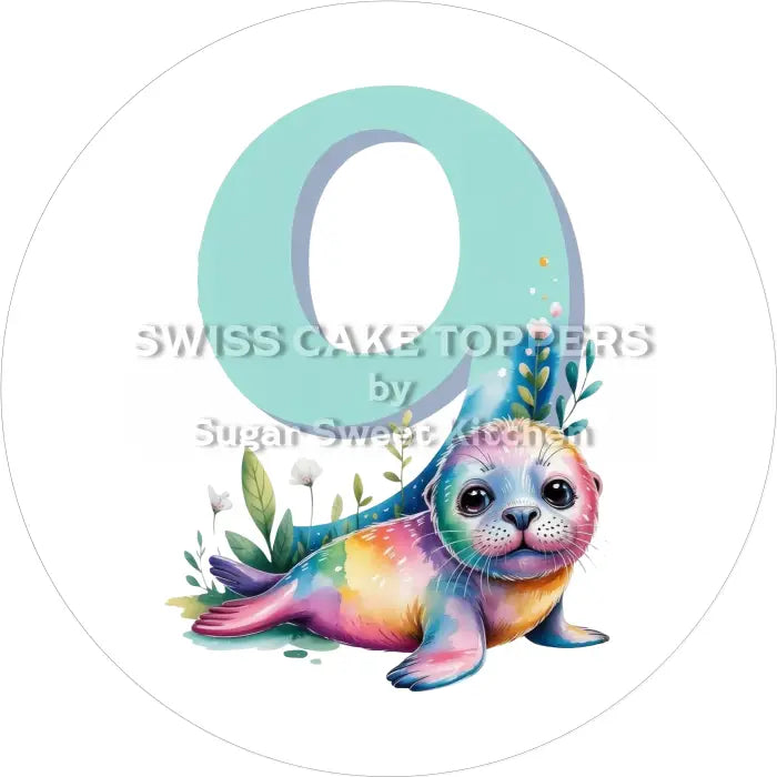 Tortenaufleger Meerestiere mit Zahl 09 - essbar & personalisierbar - Fondant- Torten- Cupcakeaufleger Sugar Sweet
