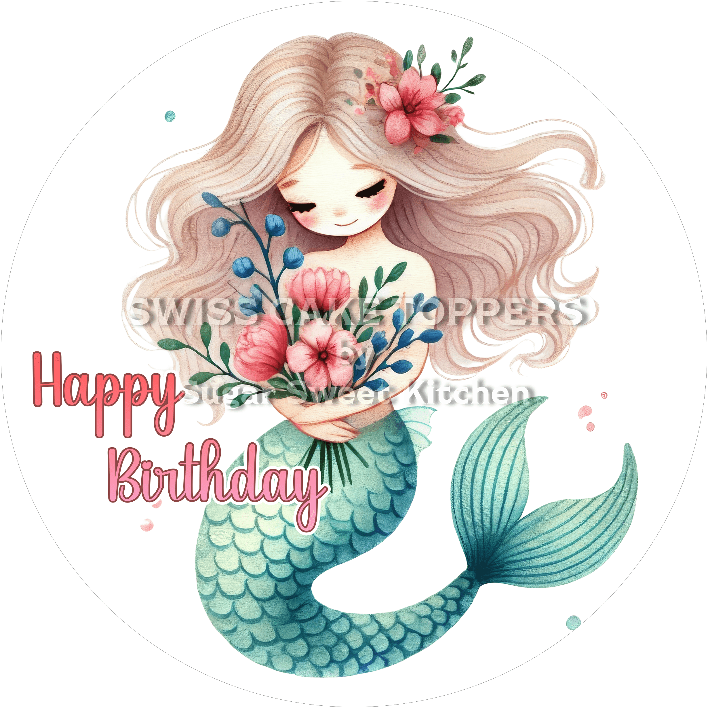 Tortenaufleger Meerjungfrau13 - personalisierbar - Fondant- Torten- & Cupcakeaufleger Sugar Sweet Kitchen