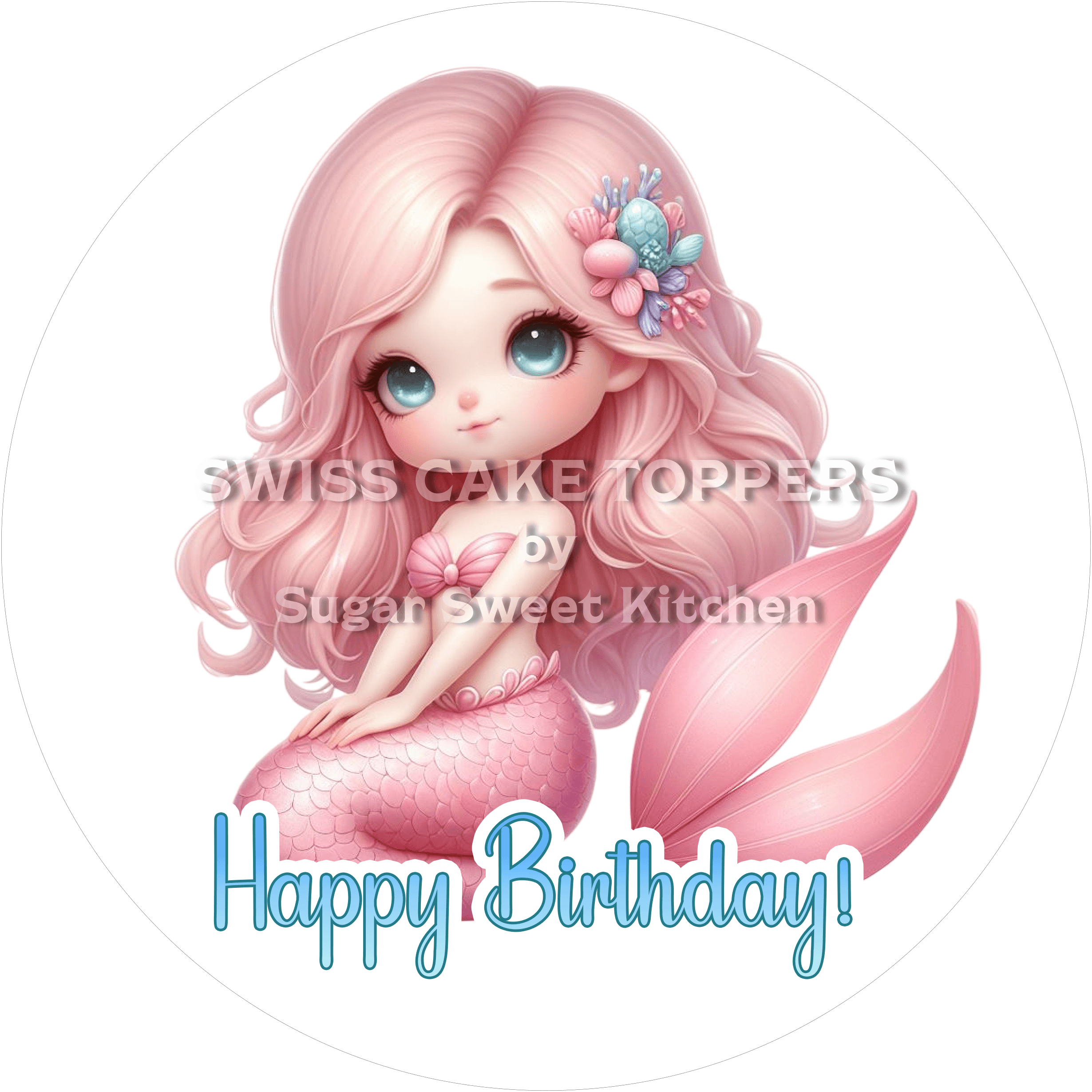 Tortenaufleger Meerjungfrau6 - personalisierbar - Fondant- Torten- & Cupcakeaufleger Sugar Sweet Kitchen