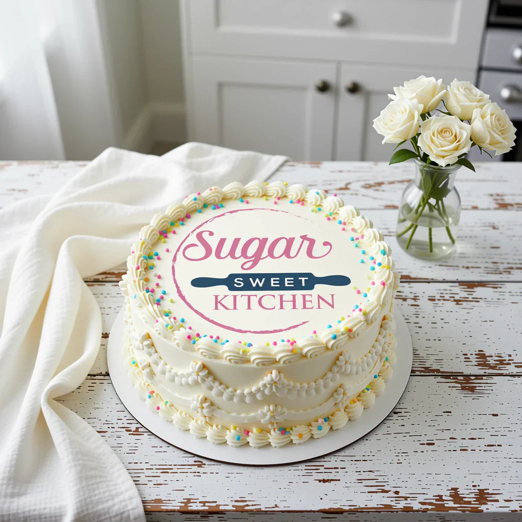 Tortenaufleger mit Logo - essbar & in verschiedenen Grössen - Fondant- Torten- Cupcakeaufleger Sugar Sweet Kitchen