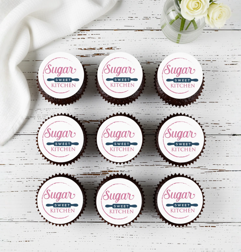 Tortenaufleger mit Logo - essbar & in verschiedenen Grössen - Fondant- Torten- Cupcakeaufleger Sugar Sweet Kitchen