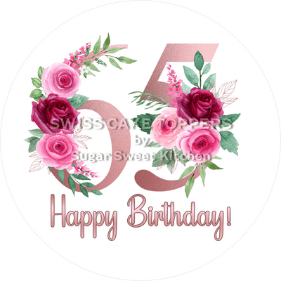 Tortenaufleger mit Rosen-Zahlen - personalisiert