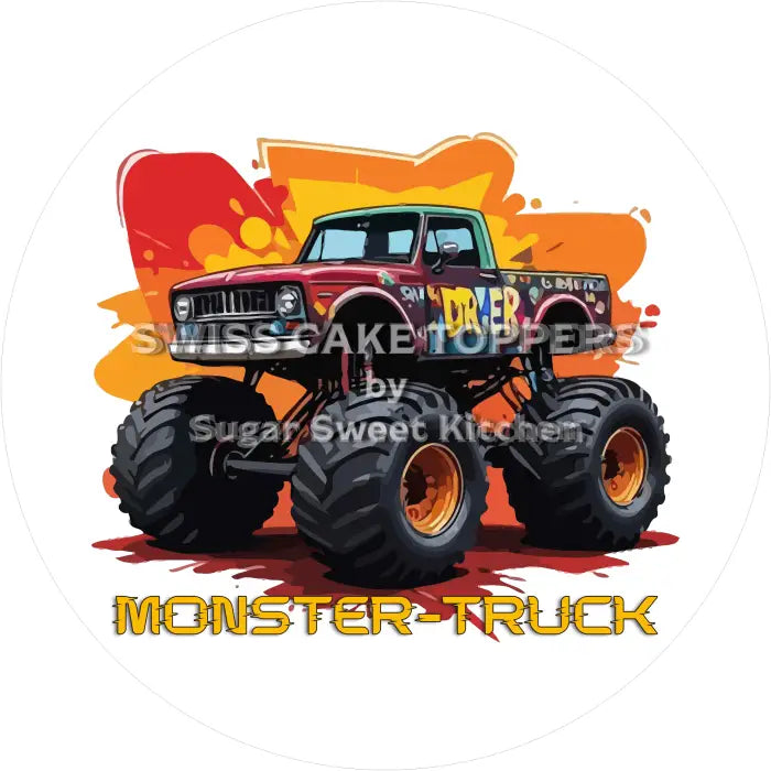 Tortenaufleger Monster Truck 07 - essbar & personalisierbar - Fondant- Torten- Cupcakeaufleger Sugar Sweet Kitchen