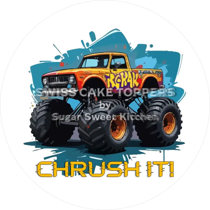 Tortenaufleger Monster Truck 08 - essbar & personalisierbar - Fondant- Torten- Cupcakeaufleger Sugar Sweet Kitchen