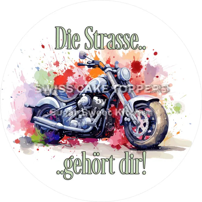 Tortenaufleger Motorrad 01 - essbar & personalisierbar - Fondant- Torten- Cupcakeaufleger Sugar Sweet Kitchen