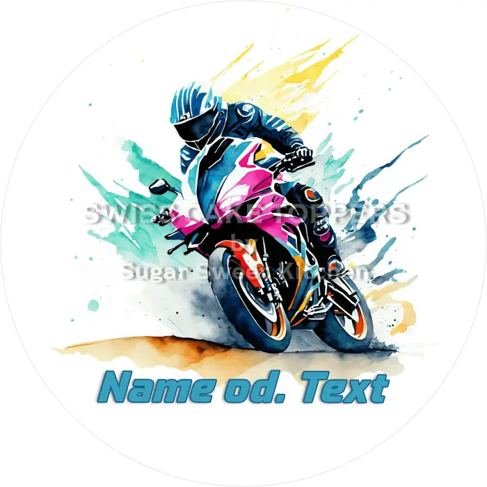 Tortenaufleger Motorsport 03 - mit Name/Text - Fondant- Torten- & Cupcakeaufleger Sugar Sweet Kitchen