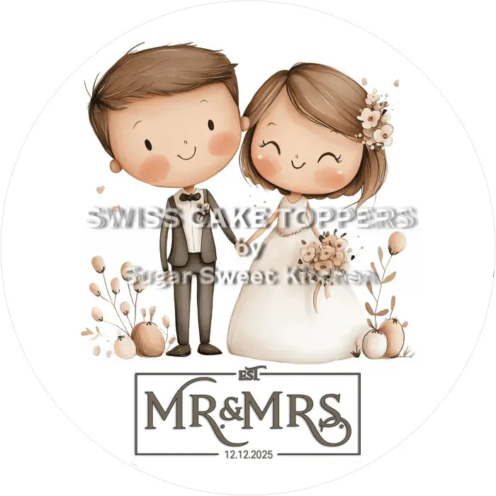 Tortenaufleger Mr & Mrs 02 – mit Namen/Text - Fondant- Torten- Cupcakeaufleger Sugar Sweet Kitchen