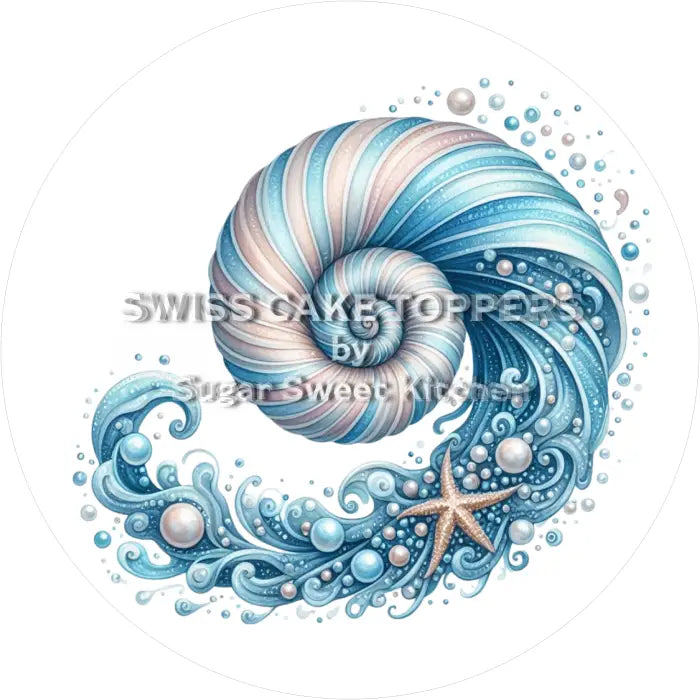 Tortenaufleger Muschel 03 - essbar & personalisierbar - Fondant- Torten- Cupcakeaufleger Sugar Sweet Kitchen