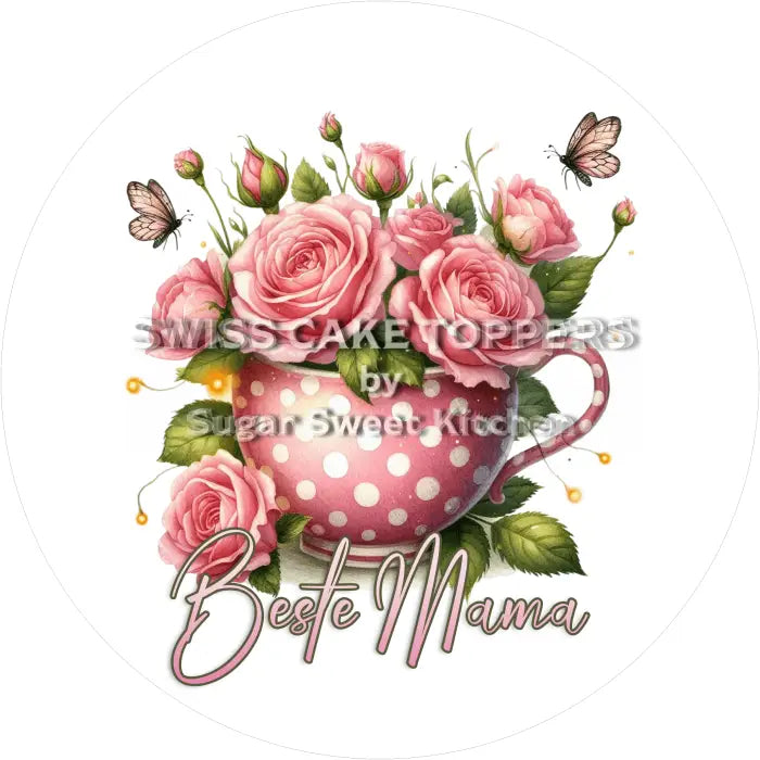 Tortenaufleger Muttertag Blumen 20 – essbar & personalisierbar - Fondant- Torten- Cupcakeaufleger Sugar Sweet Kitchen