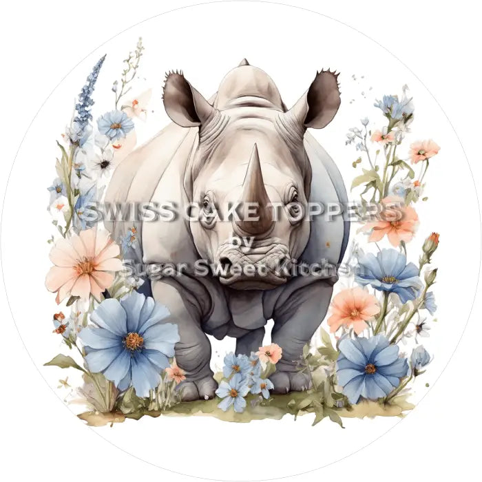 Tortenaufleger Nashorn 02 - essbar & personalisierbar - Fondant- Torten- Cupcakeaufleger Sugar Sweet Kitchen