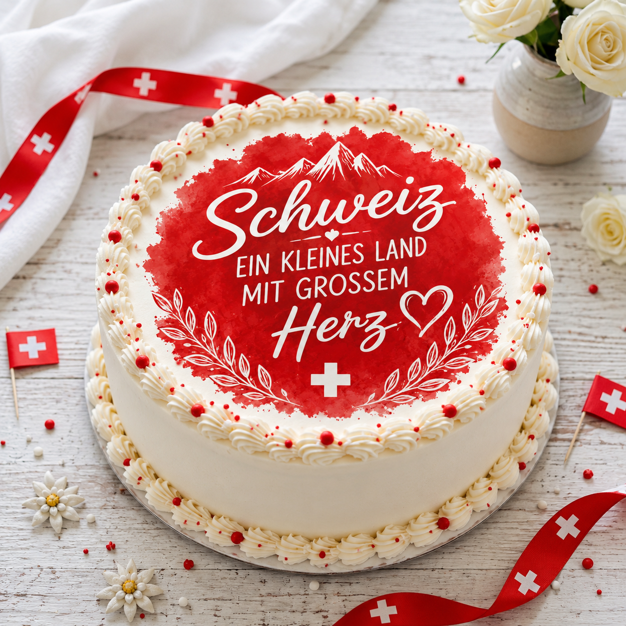 Tortenaufleger Nationalfeiertag Schweiz 04 - essbar & personalisierbar - Fondant- Torten- Cupcakeaufleger Sugar Sweet