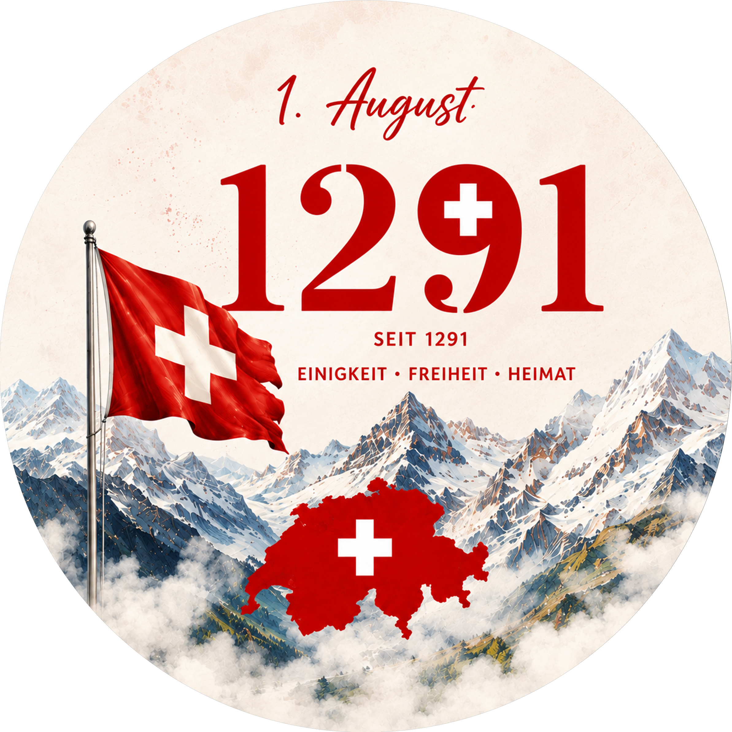 Tortenaufleger Nationalfeiertag Schweiz 07 - essbar & personalisierbar - Fondant- Torten- Cupcakeaufleger Sugar Sweet
